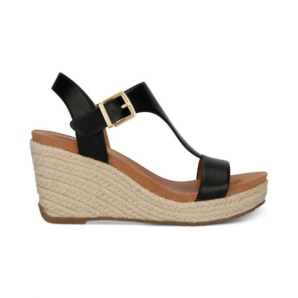 Kenneth Cole Reaction Card Wedge Espadrille Sandals Women’s Shoes Black MSRP $69 - Picture 2 of 5